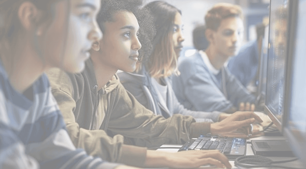 Students learning at computers